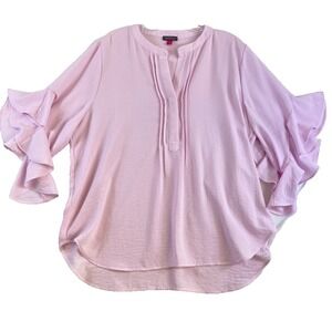 Vince Camuto Blouse Top Women Sz XL Orchid Pink Flutter Sleeve Fairy